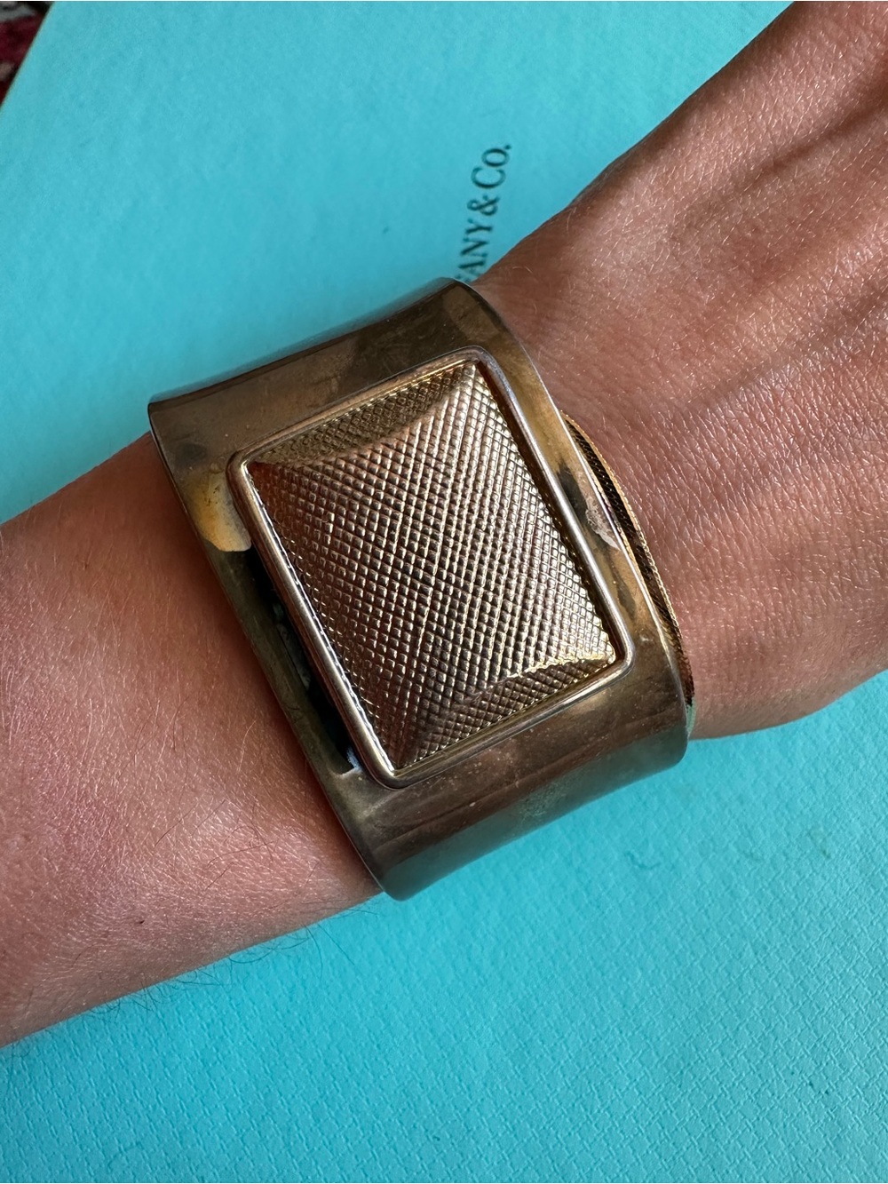 Vintage Chunky Modernist Sterling Silver 925 Signed Cuff Bracelet